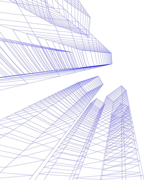 Elvont Rajzvonalak Építészeti Képzőművészetben Minimális Geometriai Formák — Stock Vector