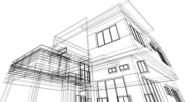 建築芸術の概念における抽象的な線や最小限の幾何学的形状 — ストックベクタ