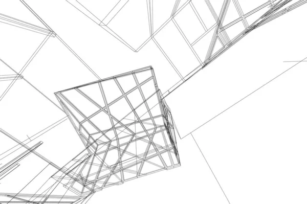 Linee Disegno Astratte Nel Concetto Arte Architettonica Forme Geometriche Minime — Vettoriale Stock