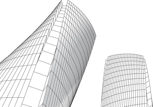 Abstrakta Teckningslinjer Arkitektonisk Konst Koncept Minimala Geometriska Former — Stock vektor