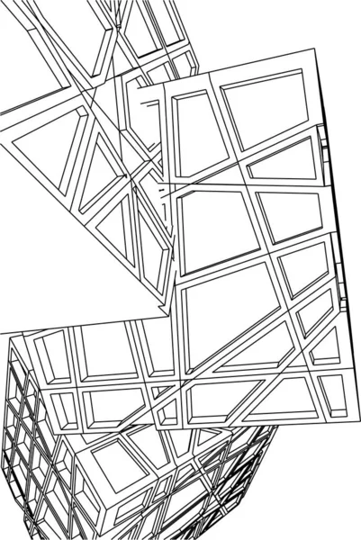 Elvont Rajzvonalak Építészeti Képzőművészetben Minimális Geometriai Formák — Stock Vector