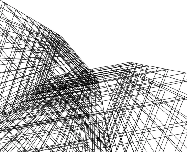 Abstrakte Zeichnungslinien Architektonischen Kunstkonzept Minimale Geometrische Formen — Stockvektor