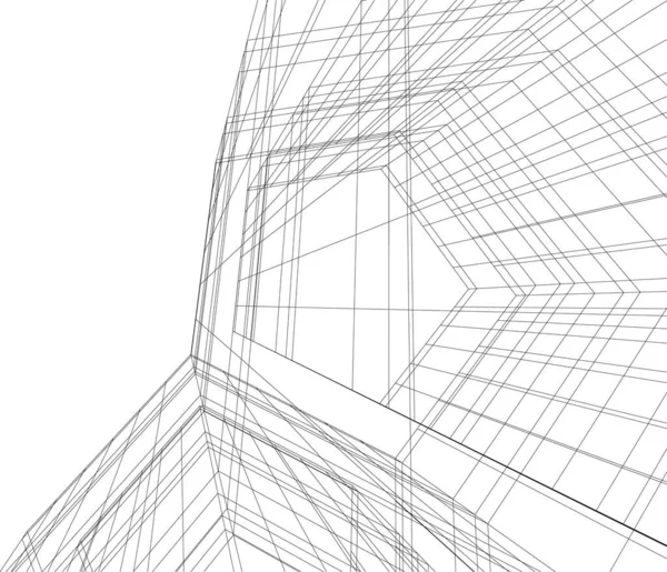 建筑艺术概念中的抽象绘图线 最小几何形状 — 图库矢量图片