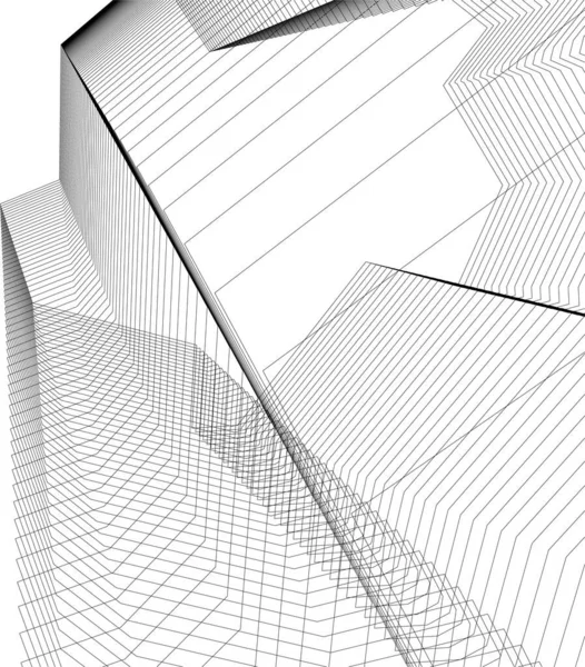 Líneas Abstractas Dibujo Concepto Arte Arquitectónico Formas Geométricas Mínimas — Vector de stock