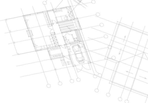 Líneas Abstractas Dibujo Concepto Arte Arquitectónico Formas Geométricas Mínimas — Vector de stock