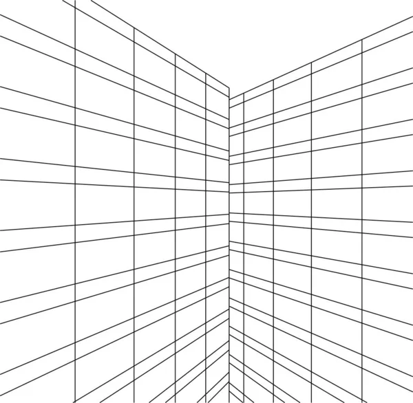 Líneas Abstractas Dibujo Concepto Arte Arquitectónico Formas Geométricas Mínimas — Vector de stock