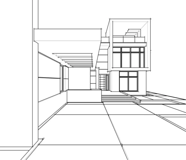 Abstrakte Tegning Linjer Arkitektonisk Kunst Koncept Minimale Geometriske Former – Stock-vektor