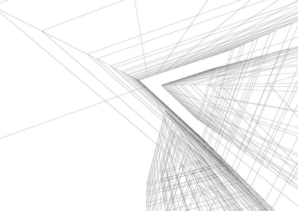 Abstrakte Zeichnungslinien Architektonischen Kunstkonzept Minimale Geometrische Formen — Stockvektor