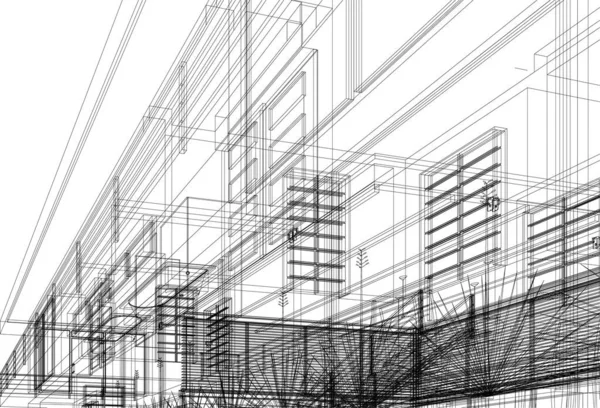 Líneas Abstractas Dibujo Concepto Arte Arquitectónico Formas Geométricas Mínimas — Archivo Imágenes Vectoriales