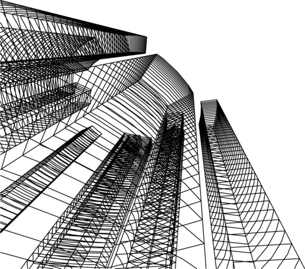 Líneas Abstractas Dibujo Concepto Arte Arquitectónico Formas Geométricas Mínimas — Vector de stock