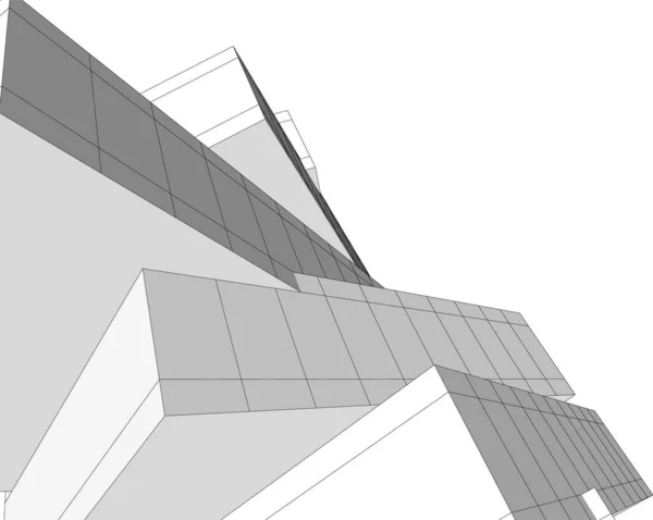 Abstracte Tekenlijnen Architectonisch Kunstconcept Minimale Geometrische Vormen — Stockvector