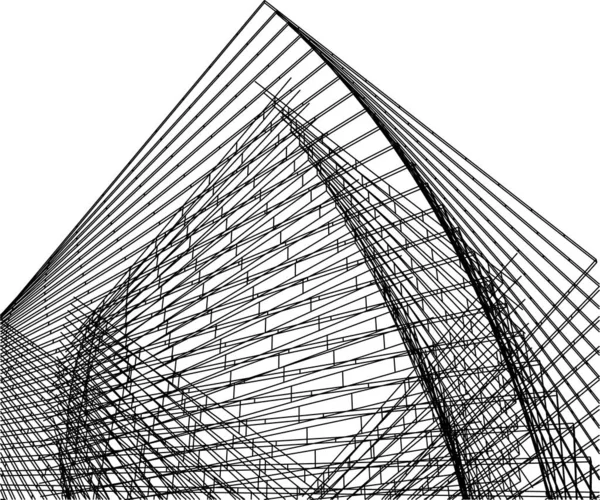 Abstrakcyjne Linie Rysunku Koncepcji Sztuki Architektonicznej Minimalne Kształty Geometryczne — Wektor stockowy