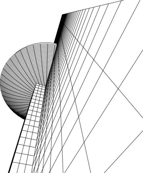 Líneas Abstractas Dibujo Concepto Arte Arquitectónico Formas Geométricas Mínimas — Vector de stock