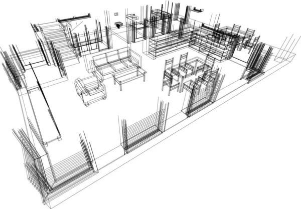 Abstracte Tekenlijnen Architectonisch Kunstconcept Minimale Geometrische Vormen — Stockvector