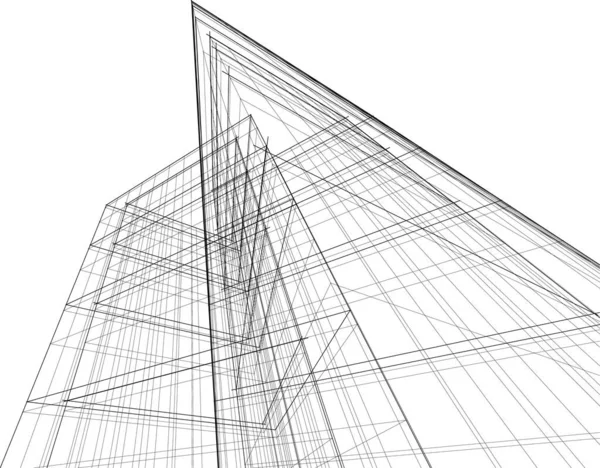 Líneas Abstractas Dibujo Concepto Arte Arquitectónico Formas Geométricas Mínimas — Archivo Imágenes Vectoriales