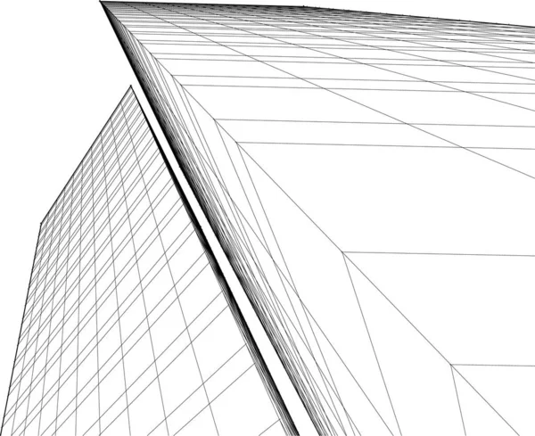 建築芸術の概念における抽象的な線や最小限の幾何学的形状 — ストックベクタ