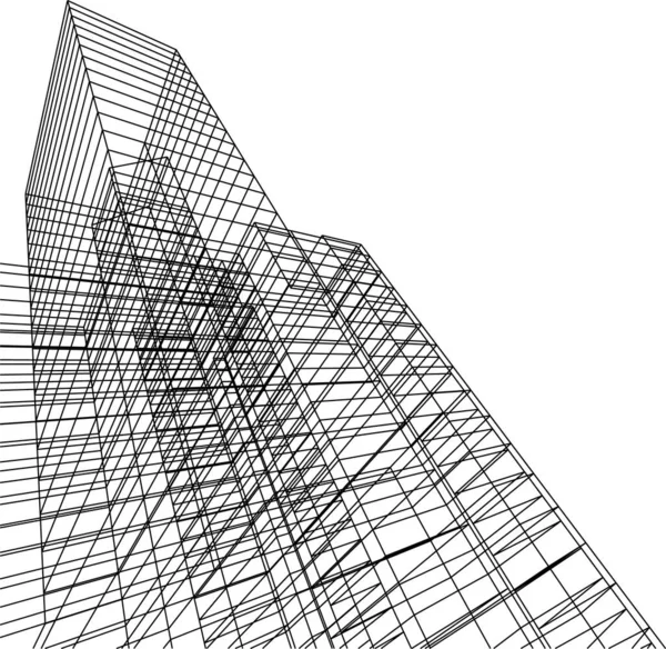 Linee Disegno Astratte Nel Concetto Arte Architettonica Forme Geometriche Minime — Vettoriale Stock