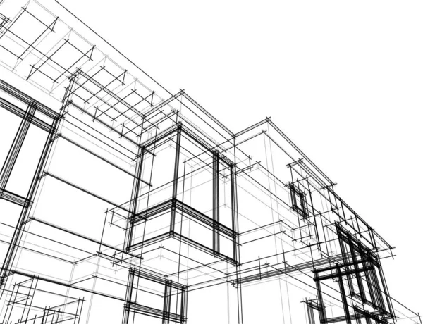 Líneas Abstractas Dibujo Concepto Arte Arquitectónico Formas Geométricas Mínimas — Archivo Imágenes Vectoriales