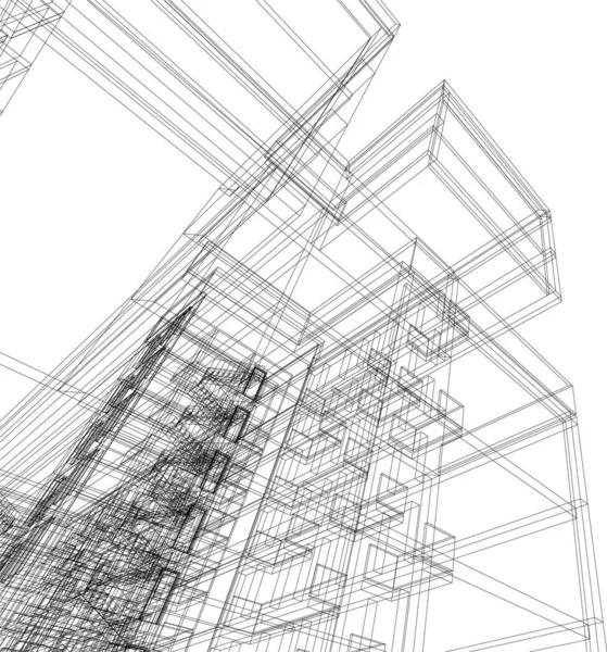 Abstracte Tekenlijnen Architectonisch Kunstconcept Minimale Geometrische Vormen — Stockvector