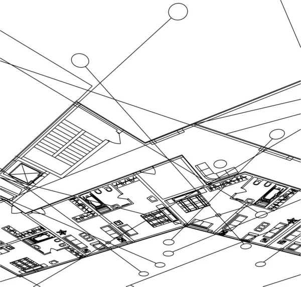 Lignes Dessin Abstraites Dans Concept Art Architectural Formes Géométriques Minimales — Image vectorielle