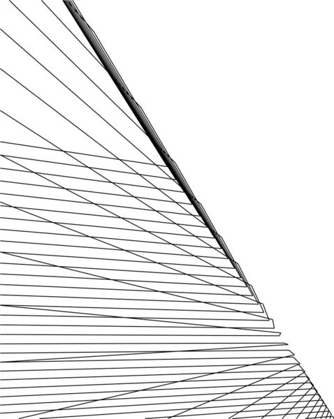 Elvont Rajzvonalak Építészeti Képzőművészetben Minimális Geometriai Formák — Stock Vector