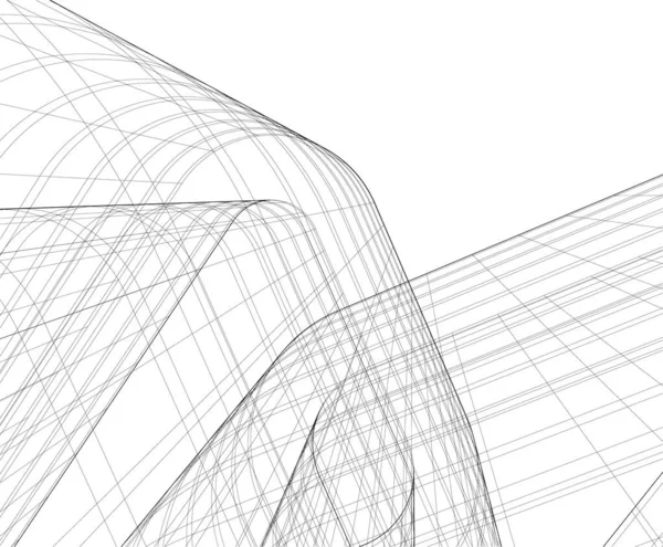 Líneas Abstractas Dibujo Concepto Arte Arquitectónico Formas Geométricas Mínimas — Archivo Imágenes Vectoriales