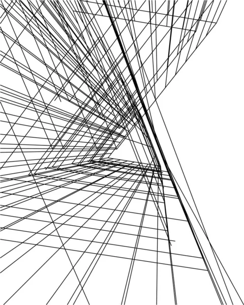 Abstrakta Teckningslinjer Arkitektonisk Konst Koncept Minimala Geometriska Former — Stock vektor