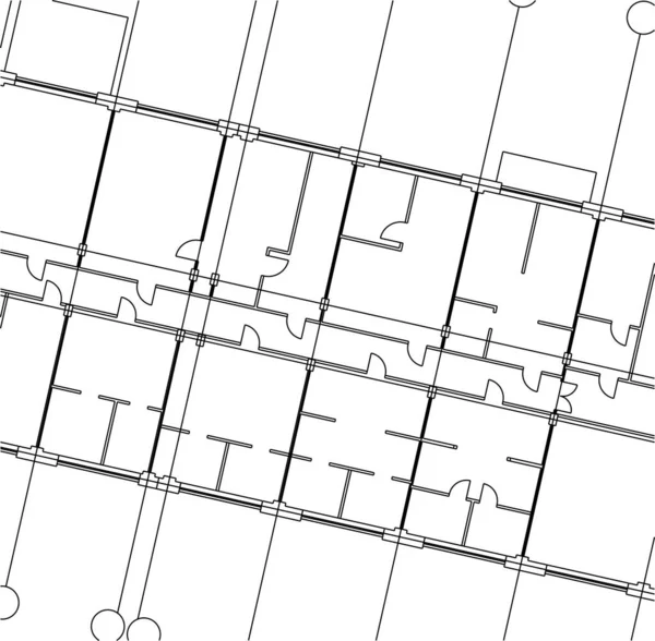 Linee Disegno Astratte Nel Concetto Arte Architettonica Forme Geometriche Minime — Vettoriale Stock