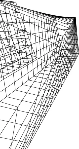 Líneas Abstractas Dibujo Concepto Arte Arquitectónico Formas Geométricas Mínimas — Archivo Imágenes Vectoriales