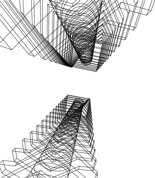 Líneas Abstractas Dibujo Concepto Arte Arquitectónico Formas Geométricas Mínimas — Vector de stock