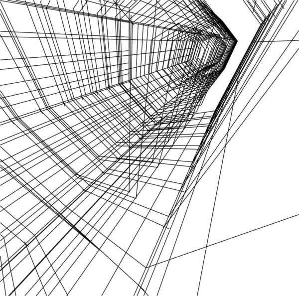 Elvont Rajzvonalak Építészeti Képzőművészetben Minimális Geometriai Formák — Stock Vector