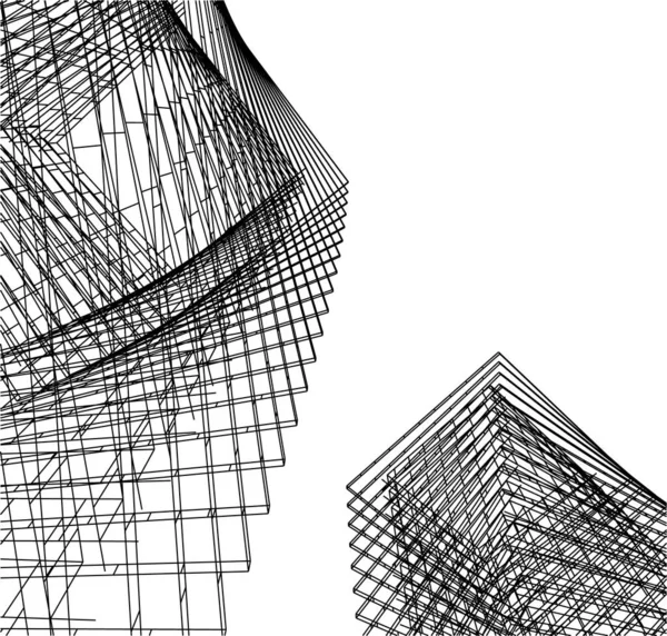 Linee Disegno Astratte Nel Concetto Arte Architettonica Forme Geometriche Minime — Vettoriale Stock