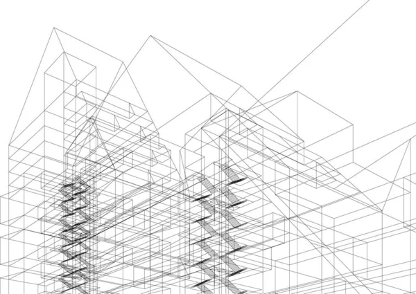 Arkaplanda mimari bina 3d illüstrasyon