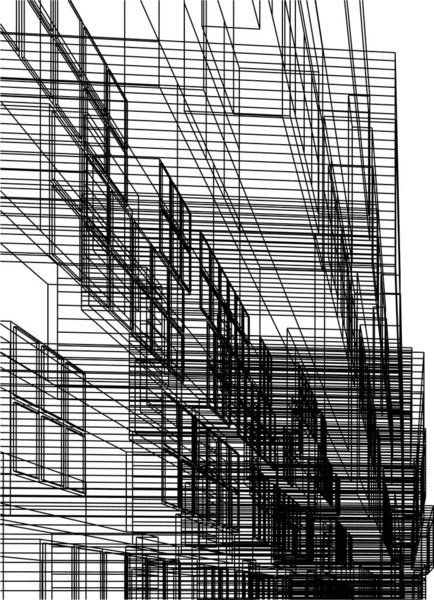 Abstracte Tekenlijnen Architectonisch Kunstconcept Minimale Geometrische Vormen — Stockvector