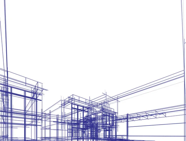 Lignes Dessin Abstraites Dans Concept Art Architectural Formes Géométriques Minimales — Image vectorielle