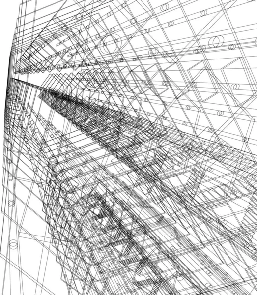 Abstrakcyjne Linie Rysunku Koncepcji Sztuki Architektonicznej Minimalne Kształty Geometryczne — Wektor stockowy