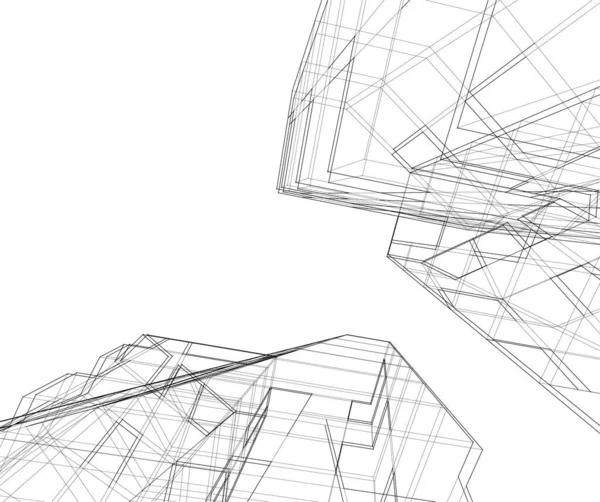 Abstrakte Zeichnungslinien Architektonischen Kunstkonzept Minimale Geometrische Formen — Stockvektor