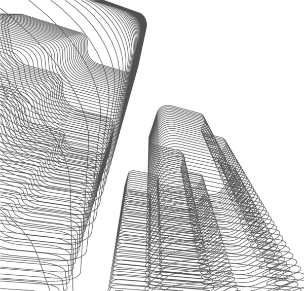 Abstrakta Teckningslinjer Arkitektonisk Konst Koncept Minimala Geometriska Former — Stock vektor