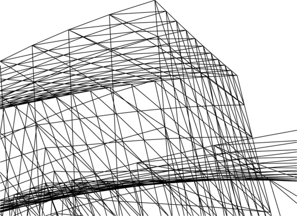 Lignes Dessin Abstraites Dans Concept Art Architectural Formes Géométriques Minimales — Image vectorielle