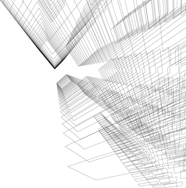 Abstracte Tekenlijnen Architectonisch Kunstconcept Minimale Geometrische Vormen — Stockvector