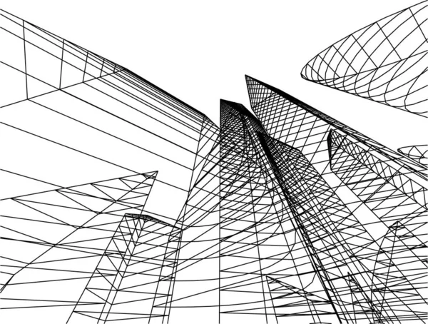 Abstrakcyjne Linie Rysunku Koncepcji Sztuki Architektonicznej Minimalne Kształty Geometryczne — Wektor stockowy