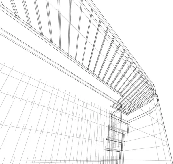 Abstrakta Teckningslinjer Arkitektonisk Konst Koncept Minimala Geometriska Former — Stock vektor