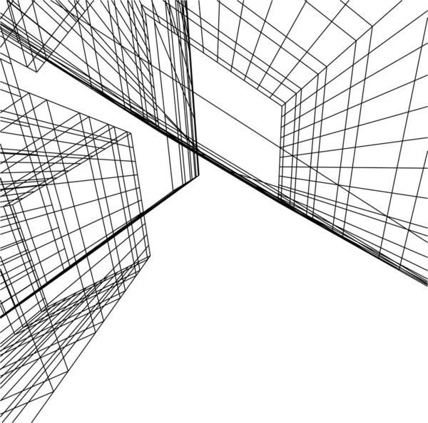 Abstracte Tekenlijnen Architectonisch Kunstconcept Minimale Geometrische Vormen — Stockvector