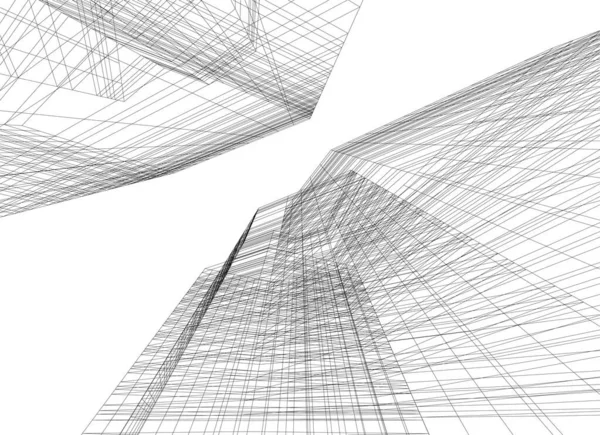 Abstracte Tekenlijnen Architectonisch Kunstconcept Minimale Geometrische Vormen — Stockvector