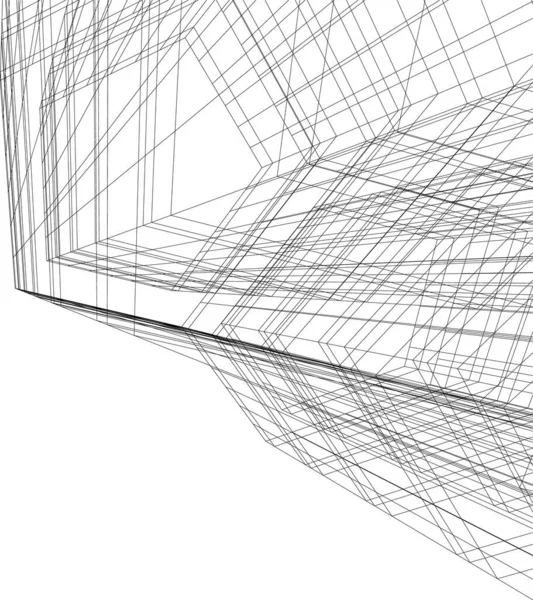 Líneas Abstractas Dibujo Concepto Arte Arquitectónico Formas Geométricas Mínimas — Vector de stock