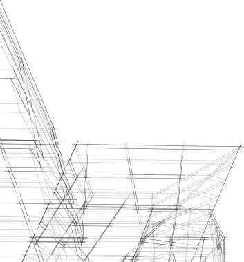 Mimari sanat konseptinde soyut çizgiler, minimum geometrik şekiller. 