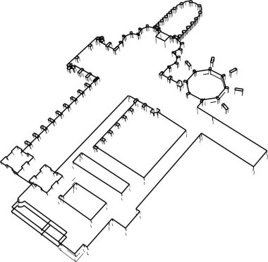 Mimari sanat konseptinde soyut çizgiler, minimum geometrik şekiller. 