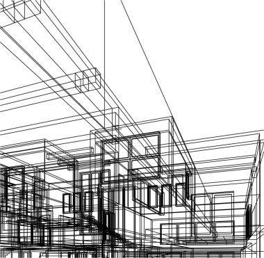 Mimari sanat konseptinde soyut çizgiler, minimum geometrik şekiller.