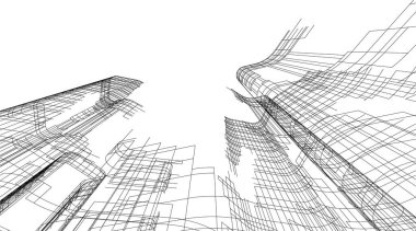 Mimari sanat konseptinde soyut çizgiler, minimum geometrik şekiller.