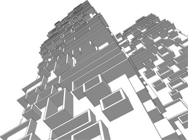 Mimari sanat konseptinde soyut çizgiler, minimum geometrik şekiller.